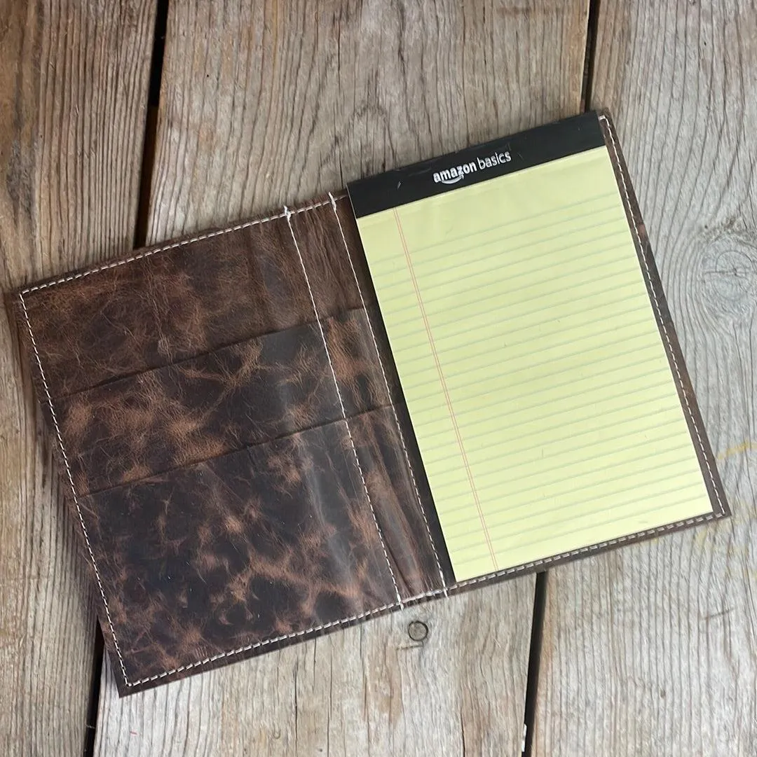 064 Small Notepad Cover - Longhorn w/ Leopard Leather