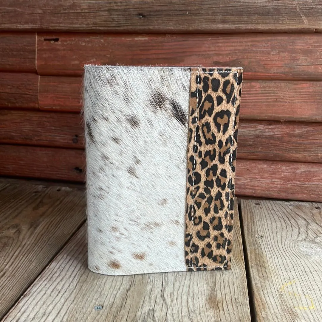 064 Small Notepad Cover - Longhorn w/ Leopard Leather