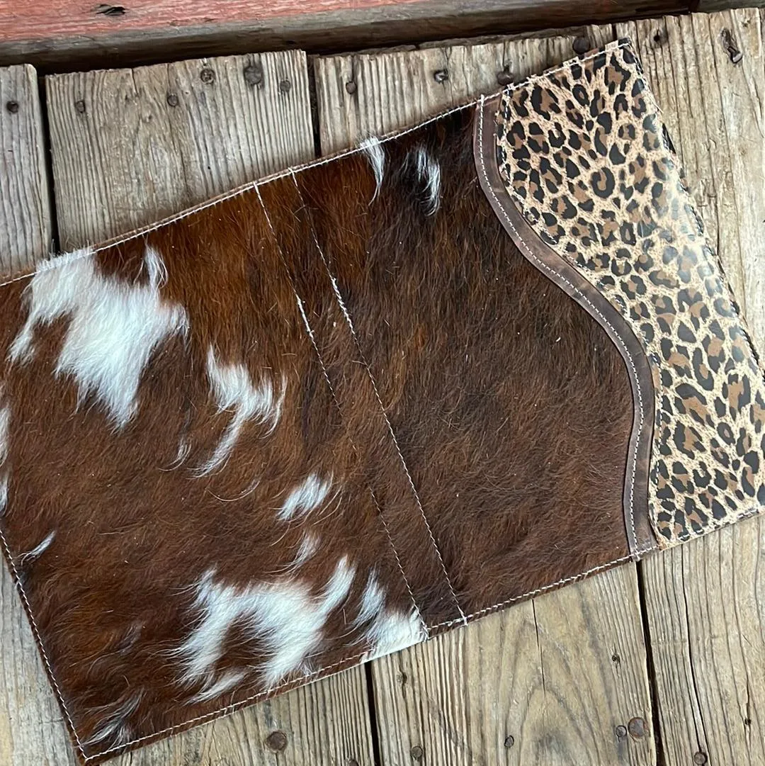 093 Large Notepad Cover - Tricolor w/ Leoaprd Leather