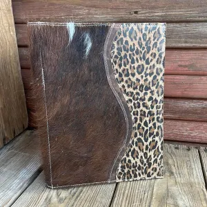 093 Large Notepad Cover - Tricolor w/ Leoaprd Leather