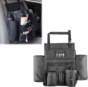 1 PC Car Pocket Barrier Protection, Large Capacity Storage Pouch, Oxford Cloth Car Pocket Handbag Holder, Barrier of Backseat Pet Kids, for Purse, Phone, Documents, Key (Black)