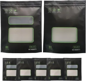 1 Pound Storage Terp Bags, 5 Pack Lock & Seal Heat Sealable Humidity Curing Bags, 16 Ounce, Black
