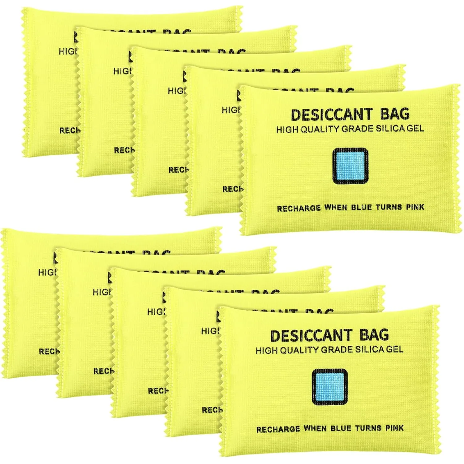 10 Packs 200g Rechargeable Silica Gel Desiccant Moisture Absorbing Bag for Storage Bin Indicating Silica Gel Desiccant Packet Reusable Dehumidifier Bag for Home Closet Car