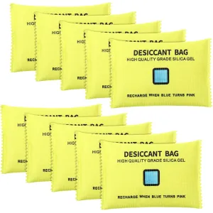10 Packs 200g Rechargeable Silica Gel Desiccant Moisture Absorbing Bag for Storage Bin Indicating Silica Gel Desiccant Packet Reusable Dehumidifier Bag for Home Closet Car