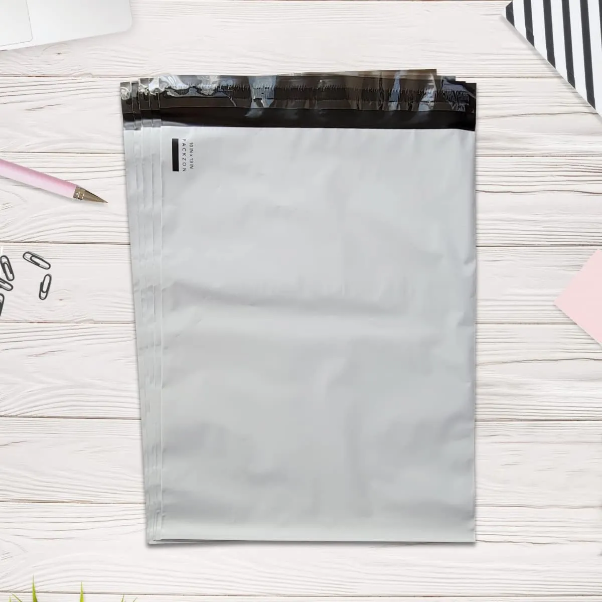 10 x 13 Inch Poly Mailers Envelopes Waterproof Shipping Bags with Self-Seal Adhesive Non-Padded Packing Bag Matte White (10" x 13", 300)