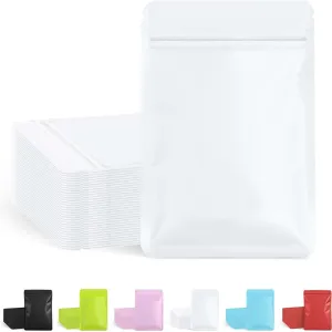 100 Pack Resealable Packaging Bags for Small Business Double-Sided Color Smell Proof Bags for Food Storage Flat Bags (White, 5.5" x 7.8")
