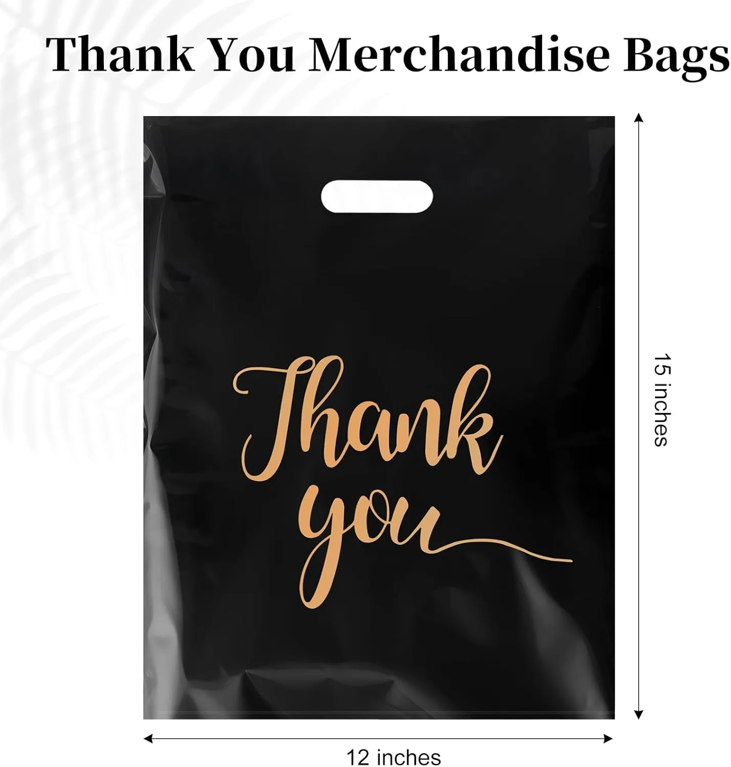100 PCS Thank You Merchandise Bags, Extra Thick 2.36 Mil 12 x 15 Inches Black Plastic Shopping Bags with Handles for Small Business, Retail Boutique, Stores, Clothes