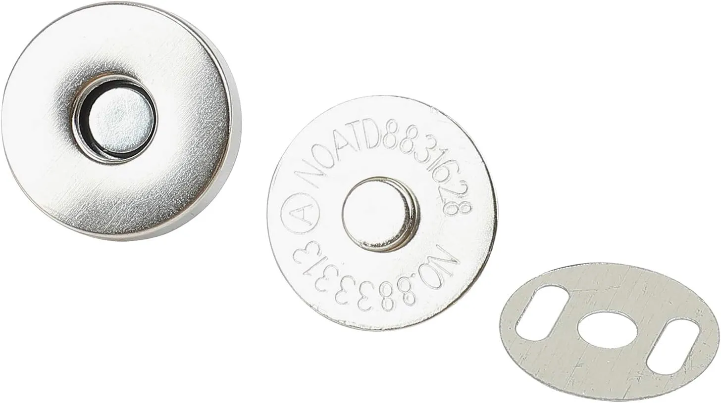 100 Sets Tone Magnetic Buttons Snap Clasps for Handbag Purses, DIY Accessories,Bags, Jackets, Covers etc (14mm, Silver)