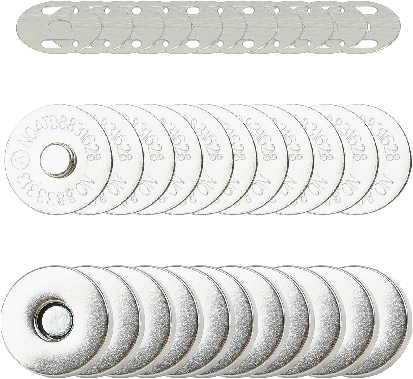 100 Sets Tone Magnetic Buttons Snap Clasps for Handbag Purses, DIY Accessories,Bags, Jackets, Covers etc (14mm, Silver)