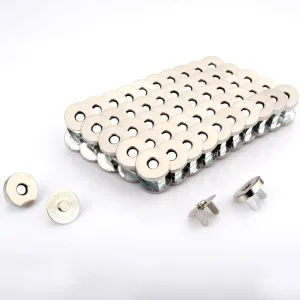 100 Sets Tone Magnetic Buttons Snap Clasps for Handbag Purses, DIY Accessories,Bags, Jackets, Covers etc (14mm, Silver)
