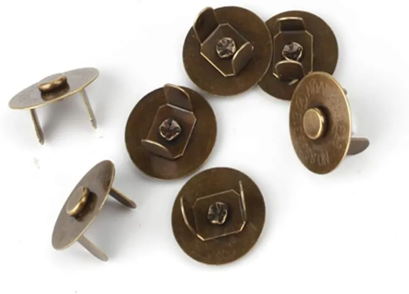 100 Sets Tone Magnetic Buttons Snap Clasps for Handbag Purses, DIY Accessories,Bags, Jackets, Covers etc (18mm, Bronze)