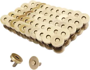 100 Sets Tone Magnetic Buttons Snap Clasps for Handbag Purses, DIY Accessories,Bags, Jackets, Covers etc (18mm, Bronze)
