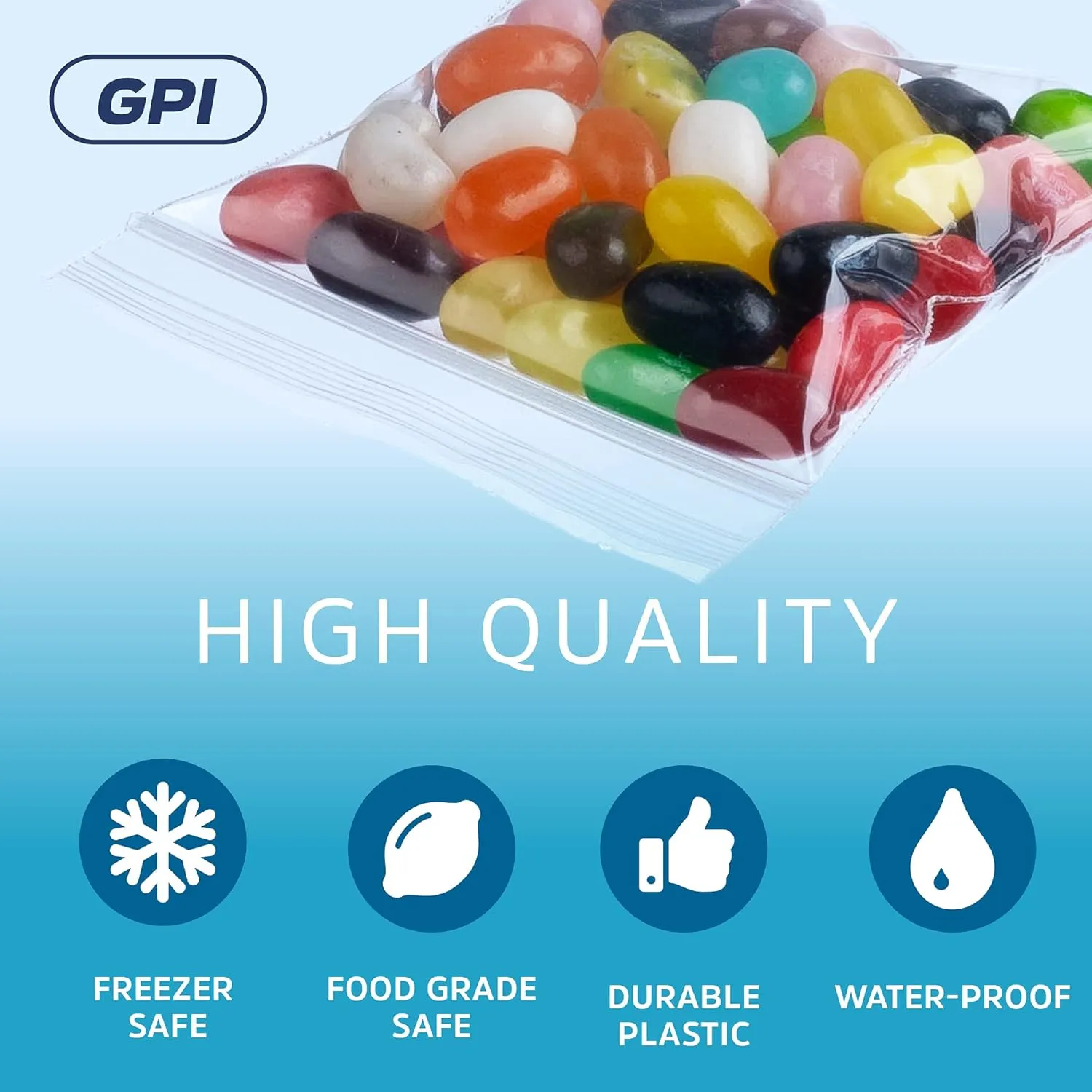 1000 Count - 2" x 2" Small Zip Bags, Mini Reclosable Zipper Baggies, 2 Mil, Clear Plastic Resealable Storage Bags with Zip Top Lock for Packaging Jewelry, Pills, Buttons, Candy, Seeds, Powders - GPI