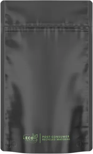 1000 Pcs - 5 Inch x 8.1 Inch PCR Smell Proof Mylar Bags – Tamper Evident - Half Ounce (14 Grams) (Matte Black (No Tear Notch))