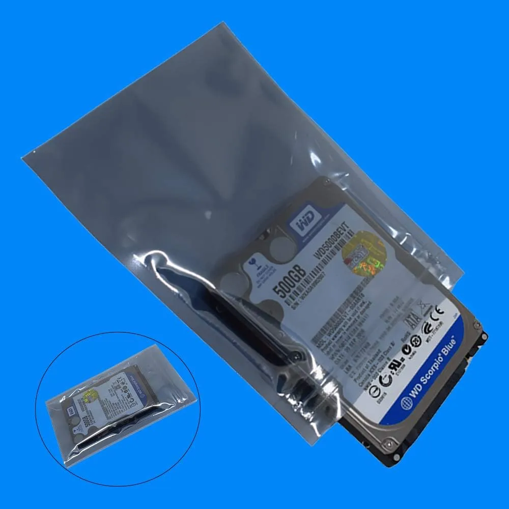 100pcs 3.93X5.9in(10X15cm) Anti Static Bags,ESD Bags Resealable for SSD HDD with 100pcs Labels, Antistatic Bag for Hand Drive or Varieties of Electronic Device