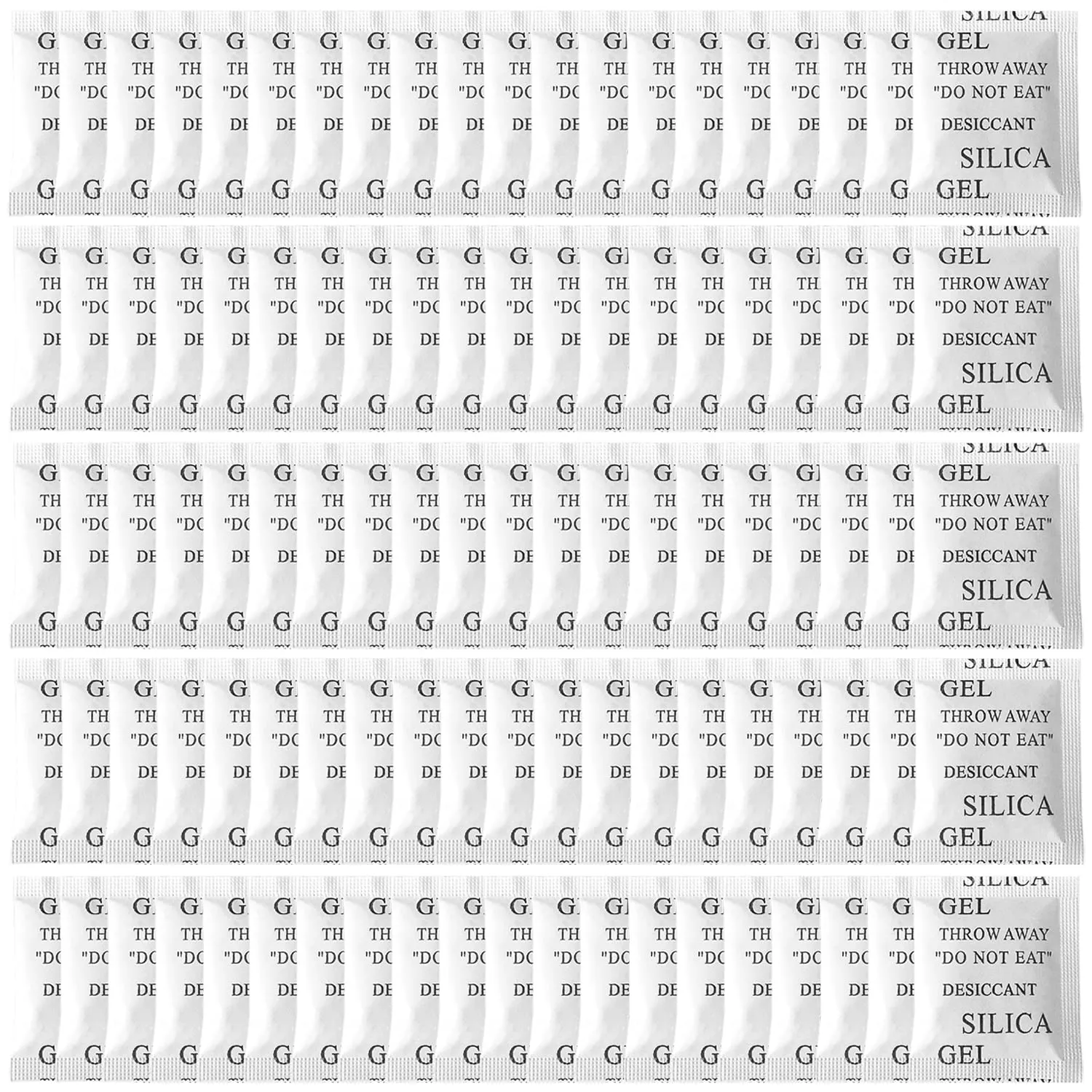 100PCS 5 Gram Premium Silica Gel Packets, Desiccant Packs for Storage, Moisture Absorbers, Humidity Dry Bags, Rechargeable Transparent Silicone Dessicants Dehumidifier for Electronics, Shoes, Jewelry