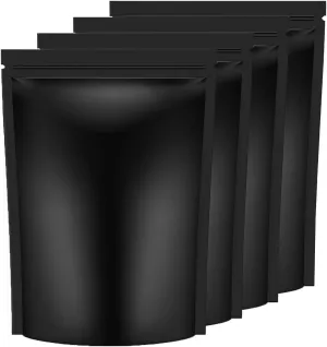 100pcs 5.5"X 8" Smell Proof Stand-Up Bags Resealable Mylar Bags Foil Pouch Double-Sided Zip lock Bag Matte Black…