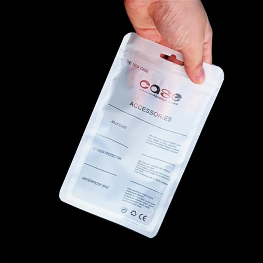 100Pcs Package Bag for Phone Case Accessory Matte Clear Waterproof Small Business Supplies Anti-Scratch Display Bags Packing Pouch Bag 8.2x4.7in (White)