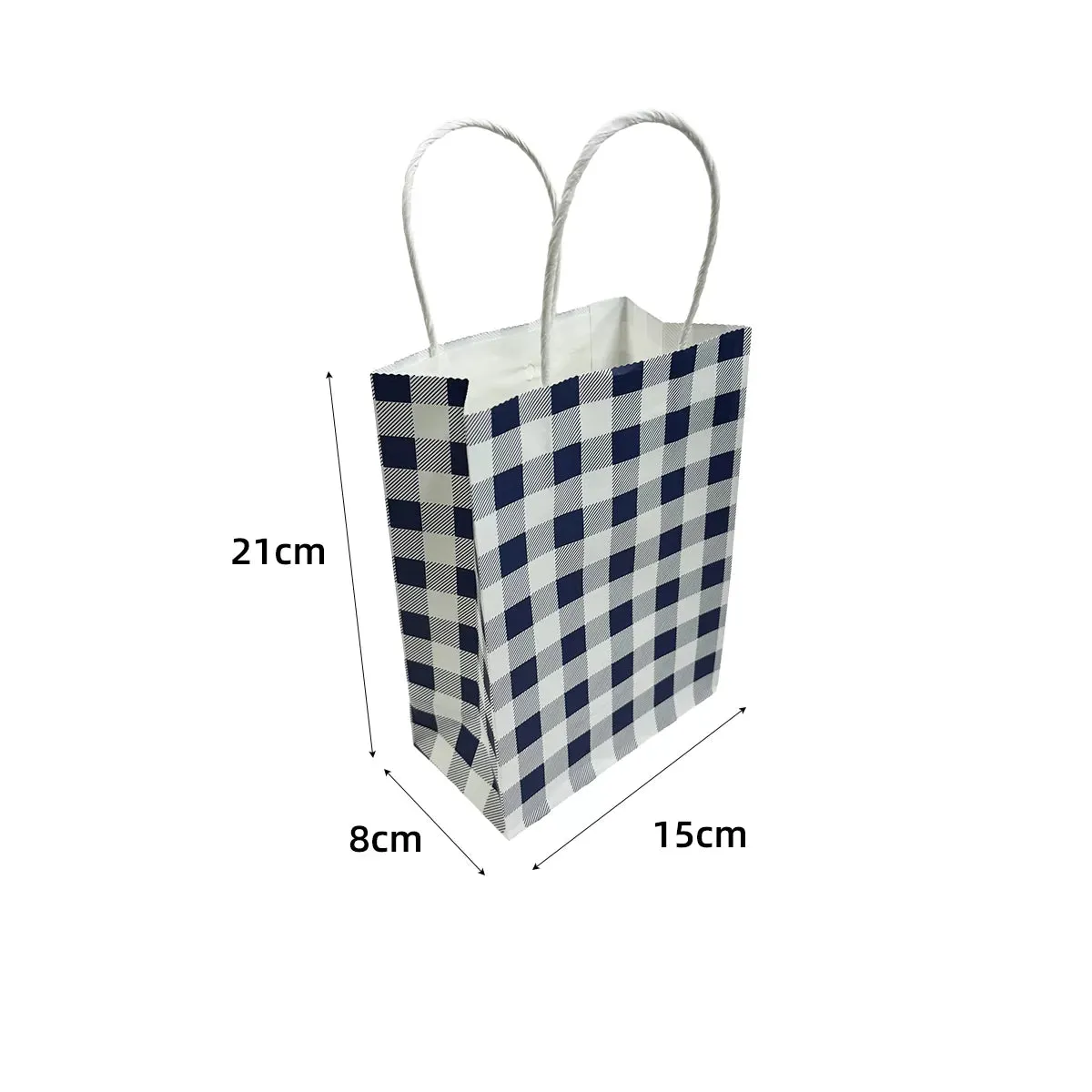 10pcs Blue Gingham Paper Gift Bags