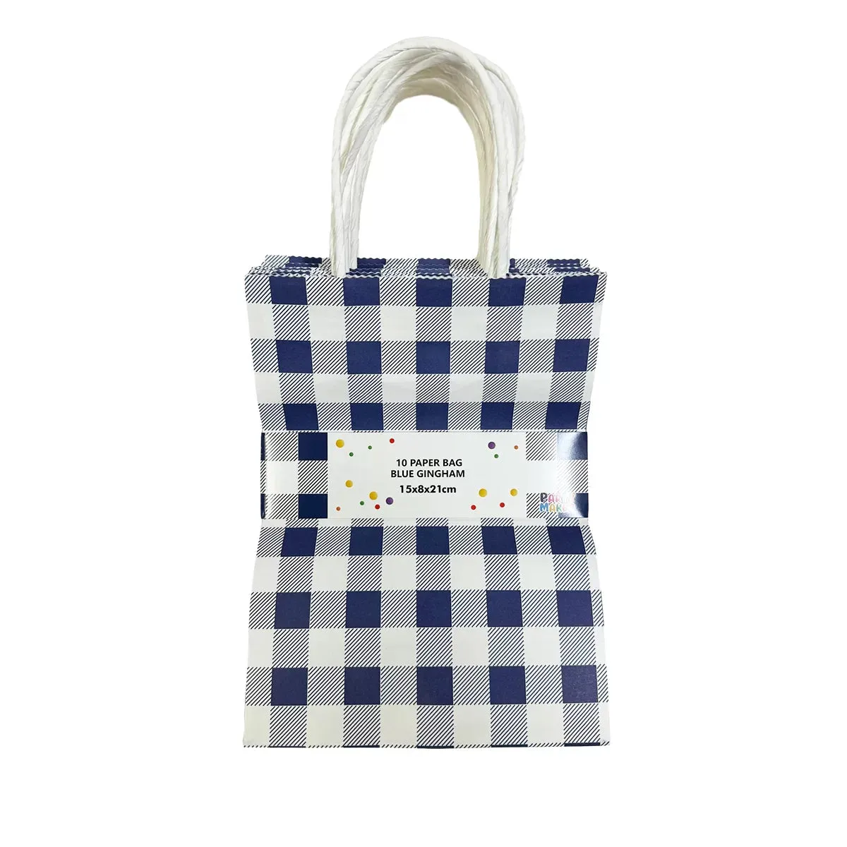 10pcs Blue Gingham Paper Gift Bags