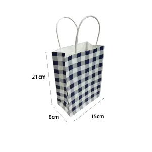 10pcs Blue Gingham Paper Gift Bags