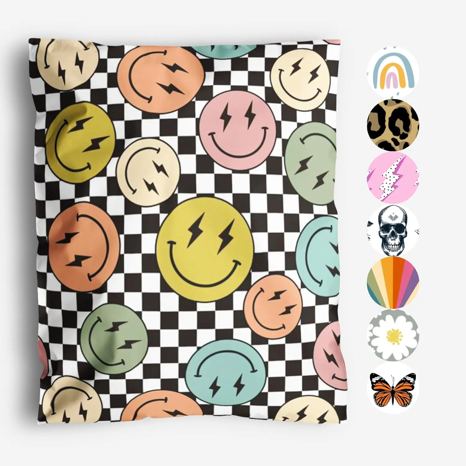 10x13 Poly Mailers – Smiles Checkerboard – Waterproof, Tear-Resistant Shipping Bags with Adhesive Seal – 100 Pack – Package Mint