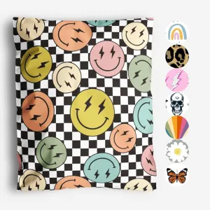 10x13 Poly Mailers – Smiles Checkerboard – Waterproof, Tear-Resistant Shipping Bags with Adhesive Seal – 100 Pack – Package Mint