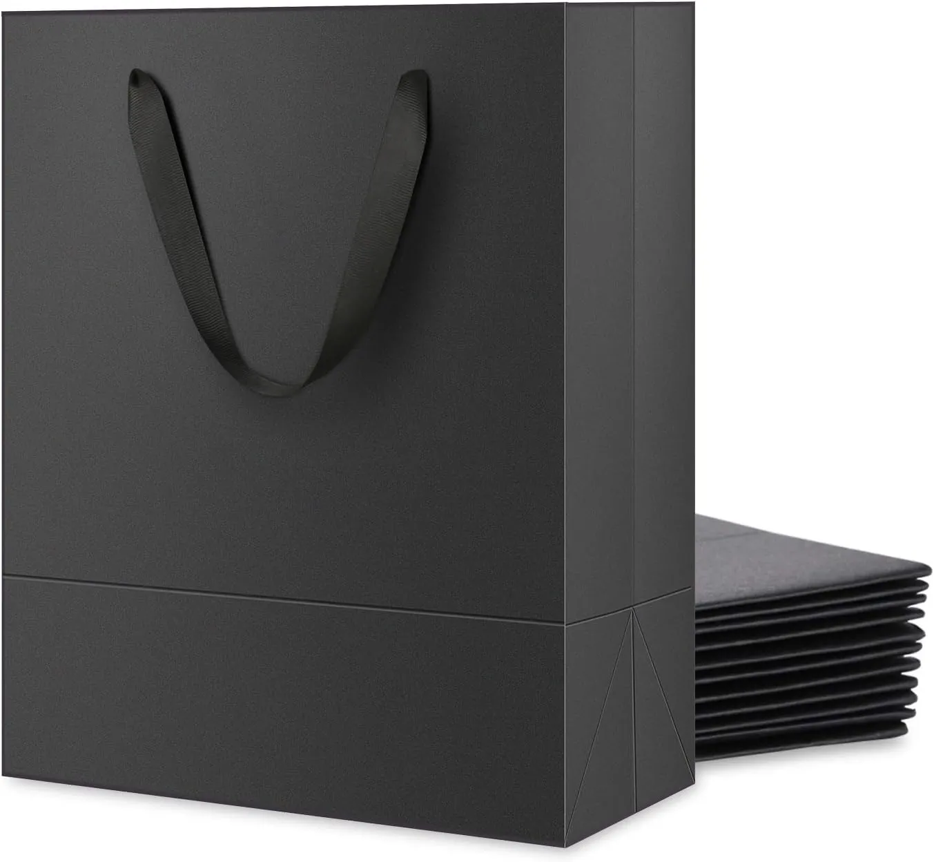 12 Large Gift Bags 10x4.5x11 Inches, Matte Black Gift Bags, Premium Gift Bags with Handles for Mother's Day, Father's Day and All Occasions