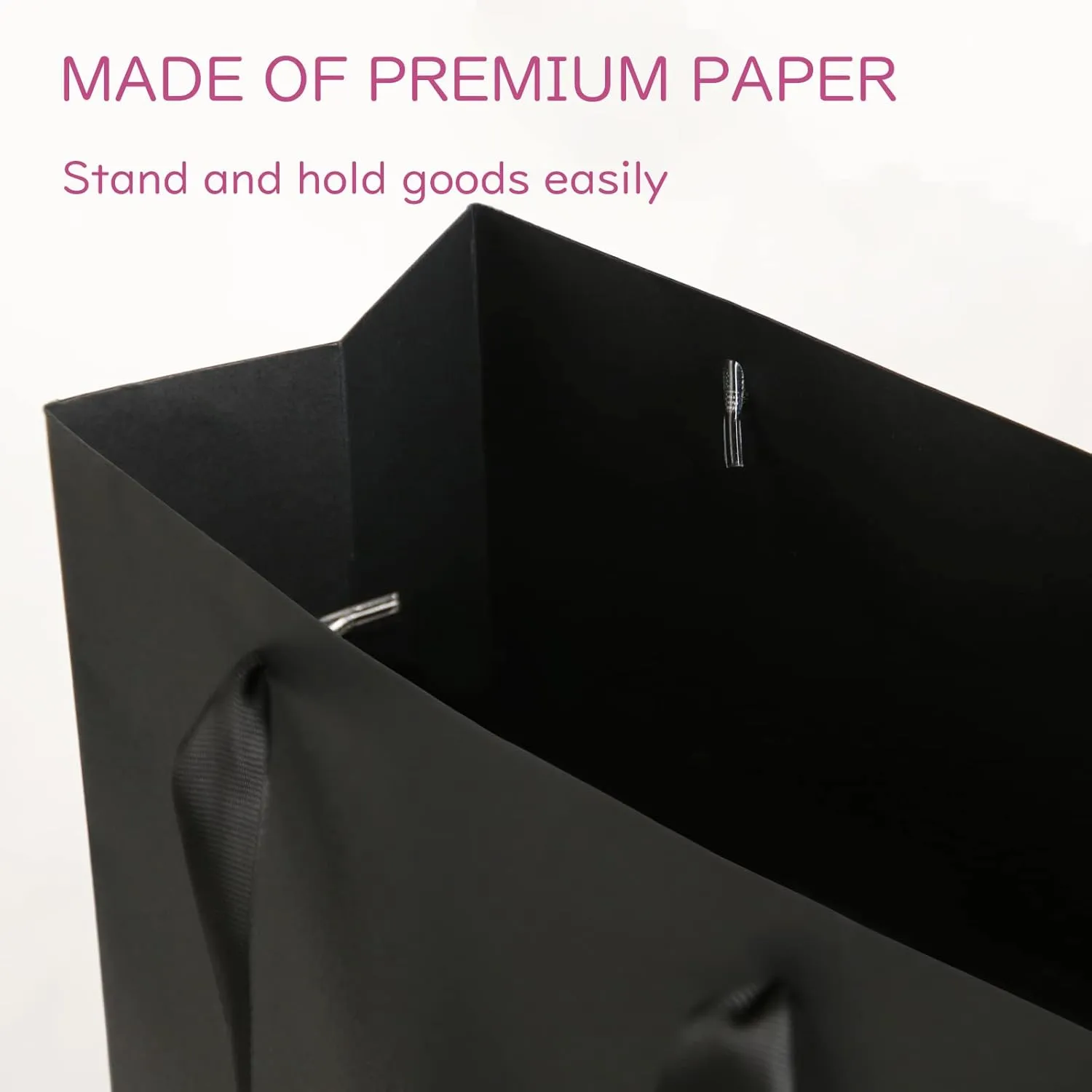 12 Large Gift Bags 10x4.5x11 Inches, Matte Black Gift Bags, Premium Gift Bags with Handles for Mother's Day, Father's Day and All Occasions