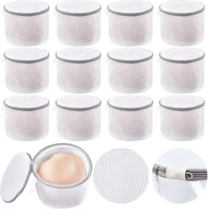 12 Pieces Honeycomb Mesh Laundry Bags for Delicates Underwear Bra Laundry Bags for Washing Machine Sock Laundry Mesh Bags for Delicates Garment Lingerie Wash Bag Net, 6 x 7 Inch (Gray)