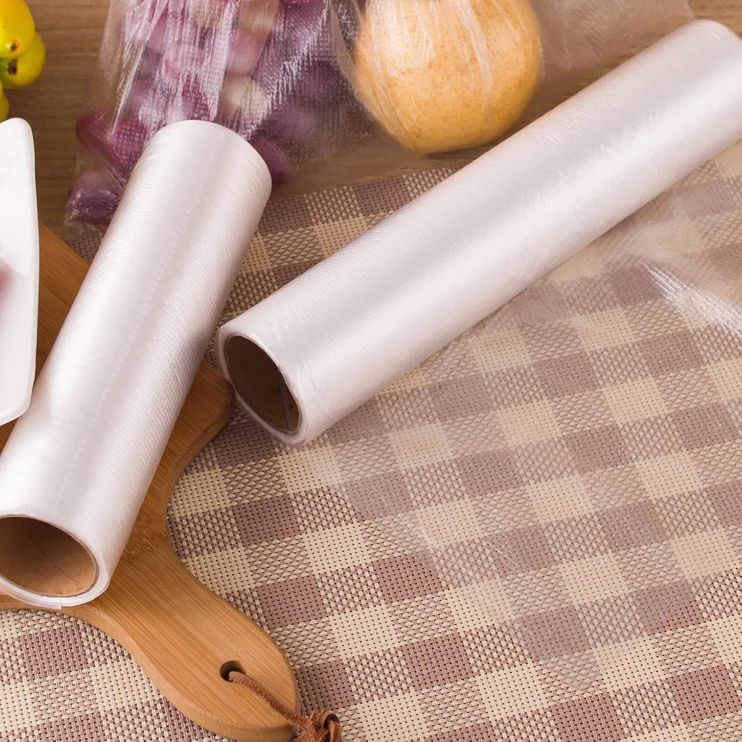 12” x 20” Plastic Produce Bags, Food Storage Bags 350pcs on a Roll, Clear Produce Bag for Food Vegetable Bread Fruit Meat - 2 Rolls