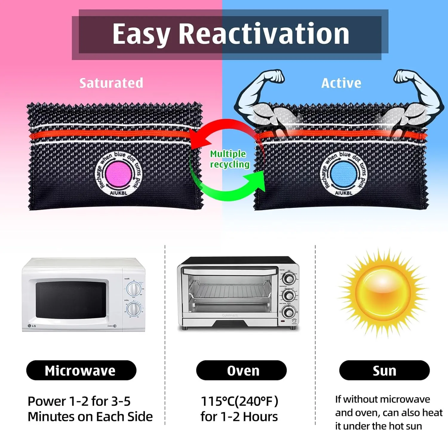 120g Rechargeable Desiccant -Moisture Absorbing Bag for Home Closets, Gun Safe, and Cars - Ultimate Moisture Absorption for Dry and Safe Storage-Rechargeable Silica Gel Dehumidifier (7)
