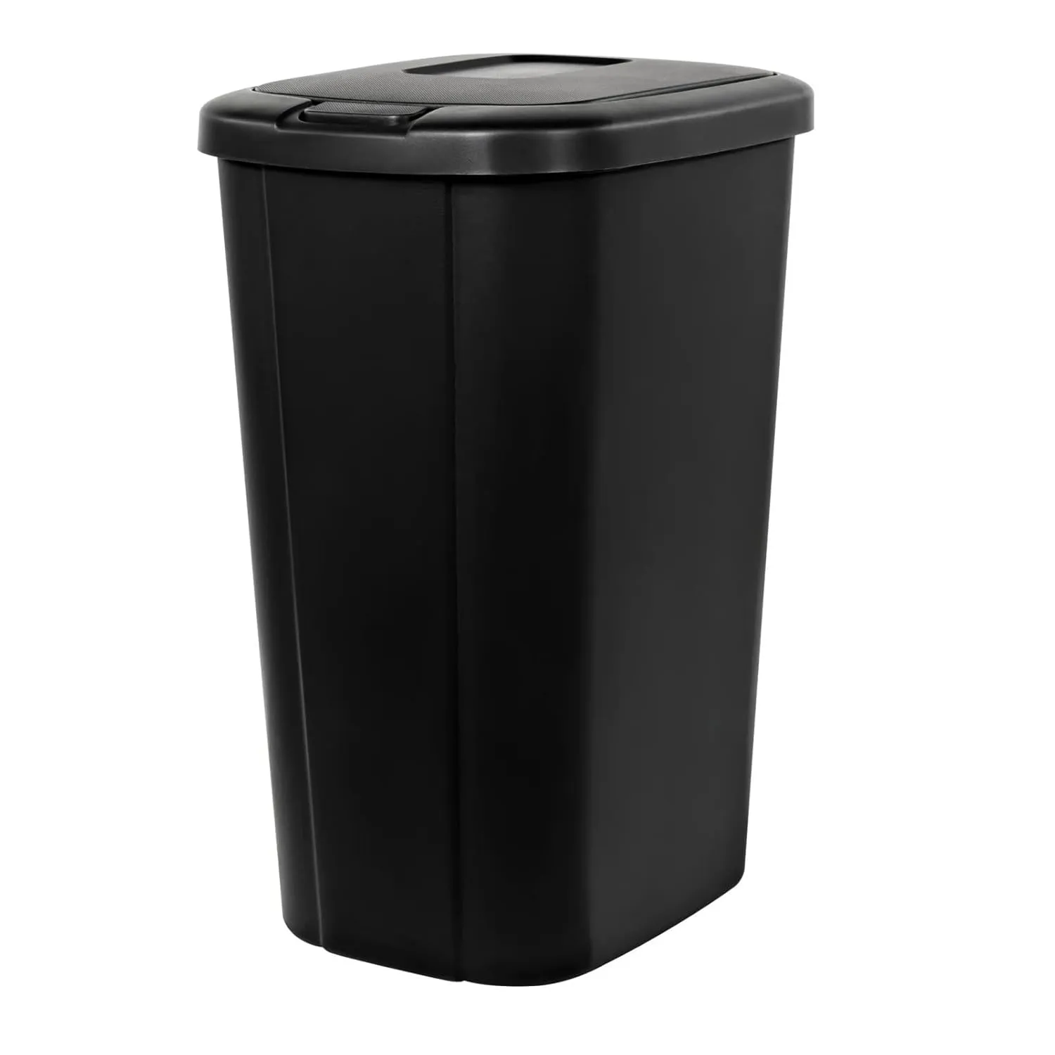 13.3-Gallon Touch Top Kitchen Trash Can with Lid – Black, Plastic Step Bin for Waste & Recycling