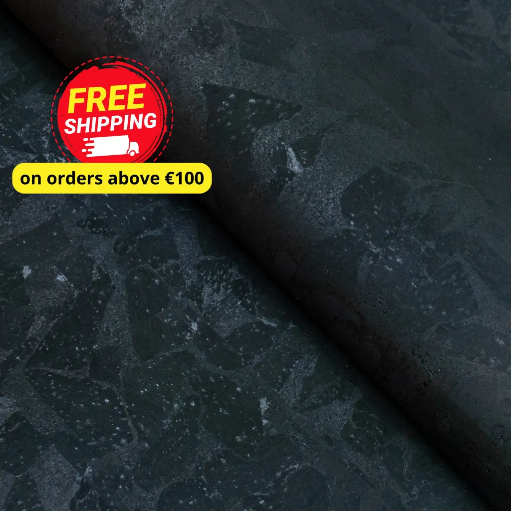 1.35mm Thick Black Cork Fabric Microfiber Backing COF-613