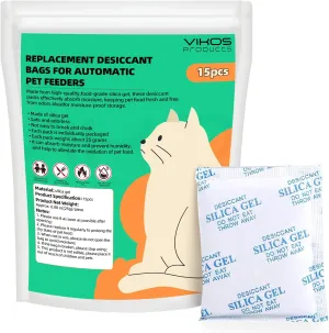 15-Pack Replacement Desiccant Bags Compatible with Pet-kit Automatic Pet Feeders, Dog Foods Desiccants Bag Fits for Pet-kit All Smart Automatic Feeders, Cats Feeder Desiccant Packs