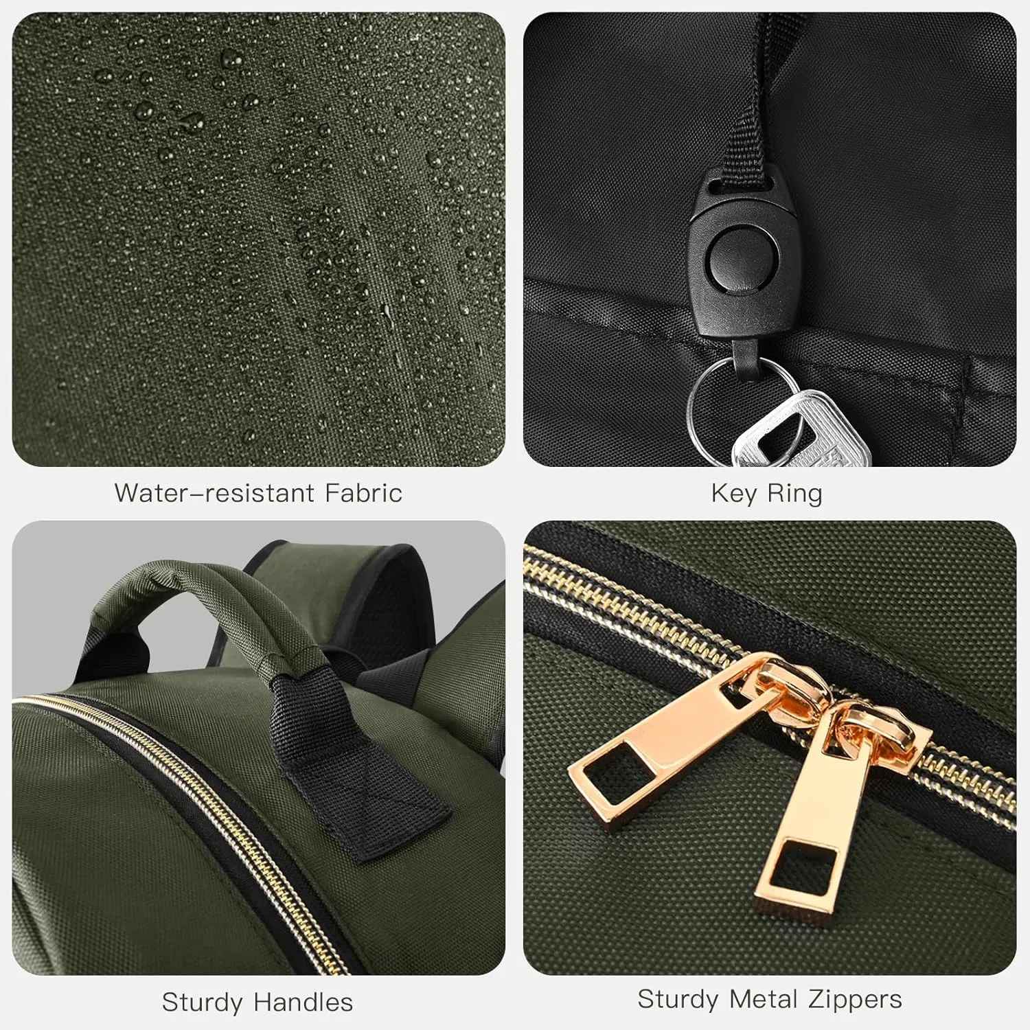 15.6 Inch Laptop Backpack for Women, Work Business Travel College Bags, Water-Resistant Quilted Casual Daypack (Army Green)