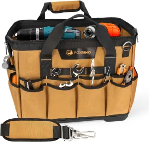 16" Large Tool Bag for Men | Heavy-Duty Anti-Collapse Toolbag Organizer | 1200D Oxford with 42 Pockets & Removable Panels | Gifts for Men Father Dad Mechanic Contractors