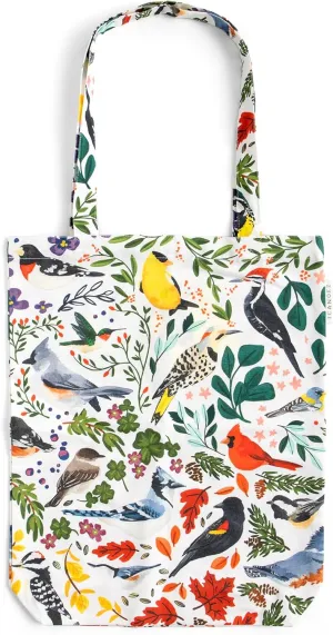 1Canoe2 Feathered Friends Birds Canvas Tote Bag, Reusable Grocery Tote Bags, Cute Tote Bags For College, College, Gym, Travel