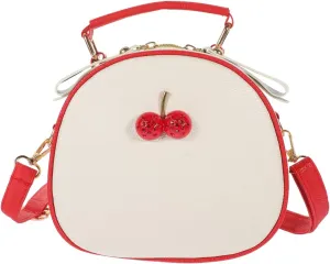 1pc Cute Cherry Decor Pu Crossbody Bag for Girls Summer Beige Red Teen Bag Stylish and Fun Crossbody Purse for Everyday Use