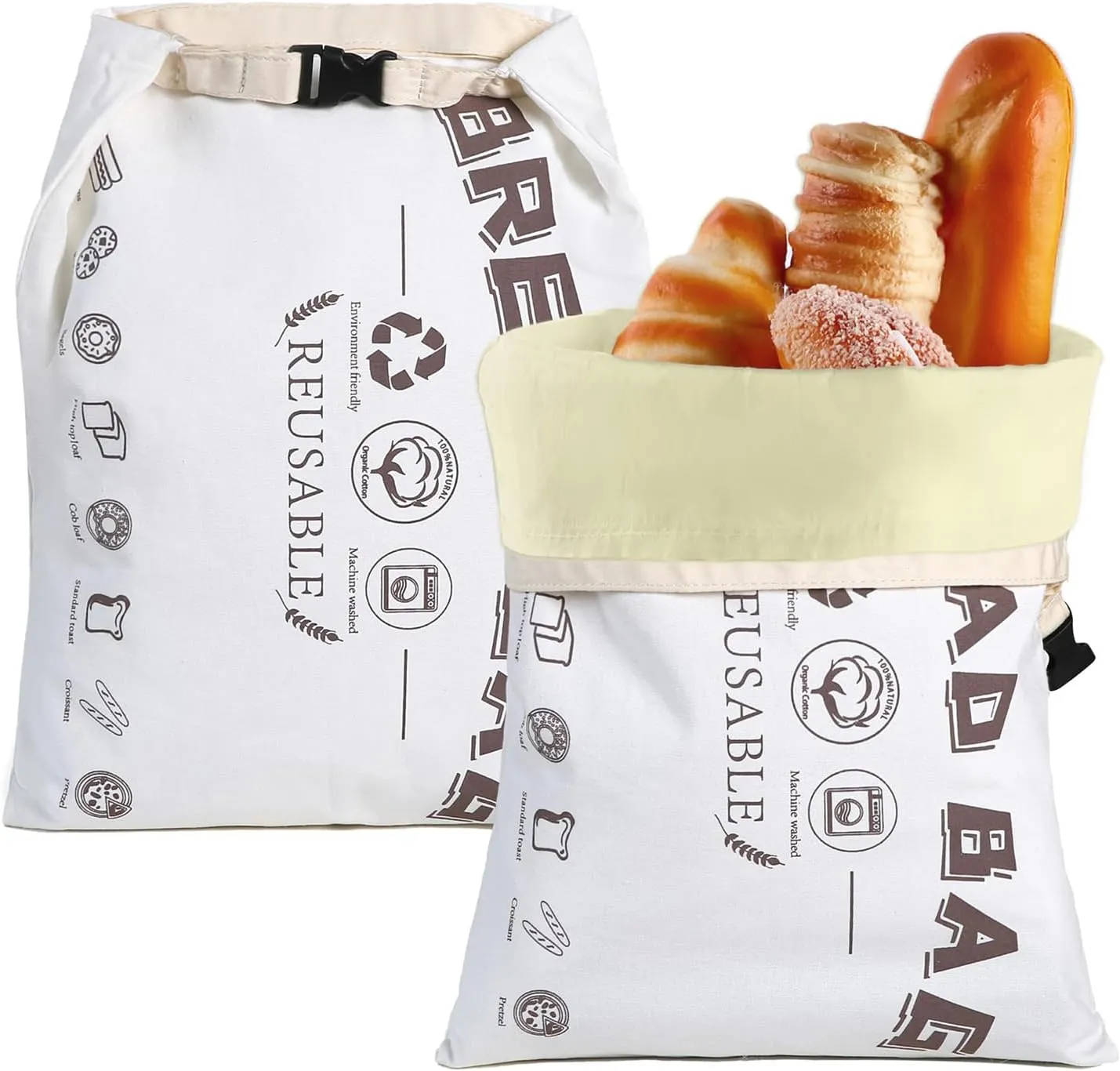 2 Pack Beeswax Bread Bags for Sourdough,Reusable Bread Bags for Homemade Sourdough,Food Grade Cotton Bees Wax Bag,Large Capacity and Portable,Washable,Refrigerable,Gifts for Bakers and Picnic