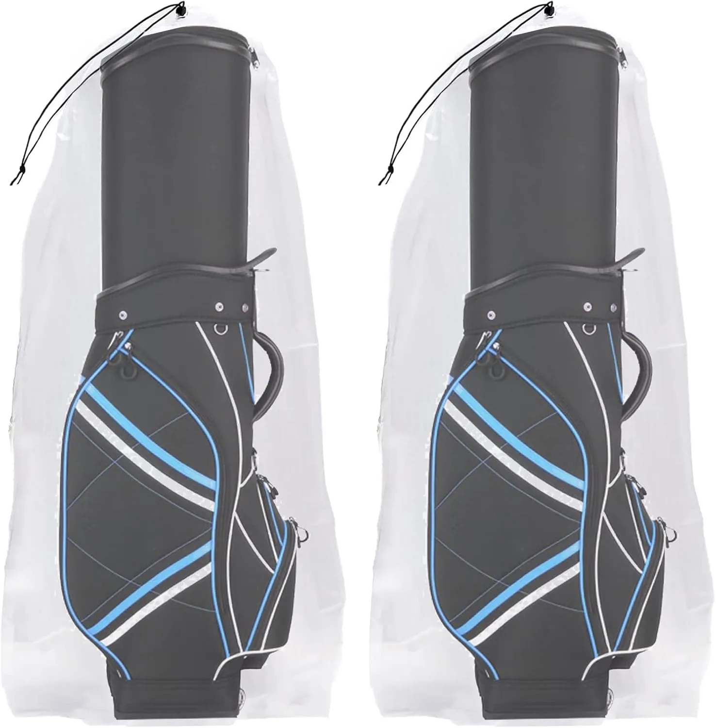 2 Pack Golf Bag Cover, 31x62 inches Extra Large Clear Drawstring Dust Covers Plastic Storage Bags, Good for Household Organizing Reusable