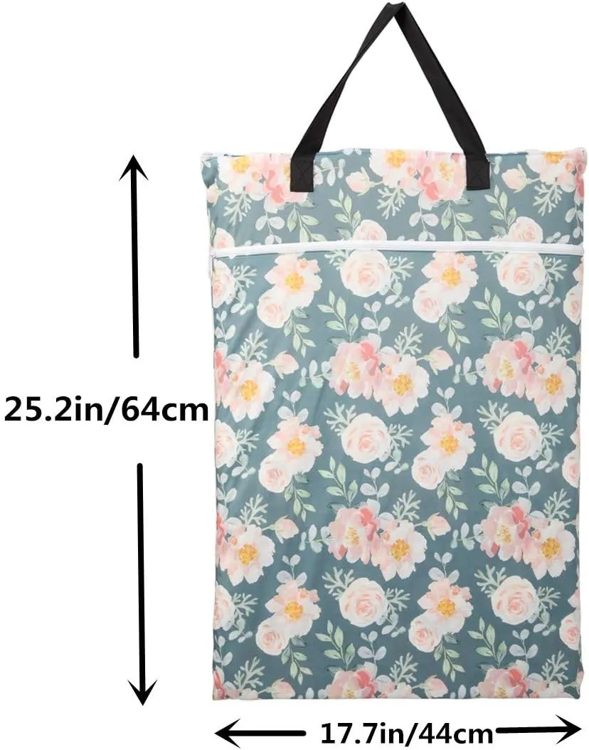 2 Pack Large Hanging Wet Bags Laundry Pail Bags Cloth Diapers Reusable