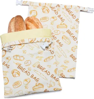 2 Pack Reusable Beeswax Bread Bags, Bees Wax Wraps Reusable Linen Bread Bags for Homemade, Beeswax Wraps for Food to Keep Fresh
