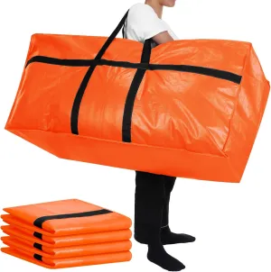 2 Pcs 66 Gallon Large Storage Bags with Zipper and Handles Foldable Moving Bags Heavy Duty Extra Large Tote Duffle Bag for College Dorm Travel Clothes Blankets Bedding Moving(Orange)