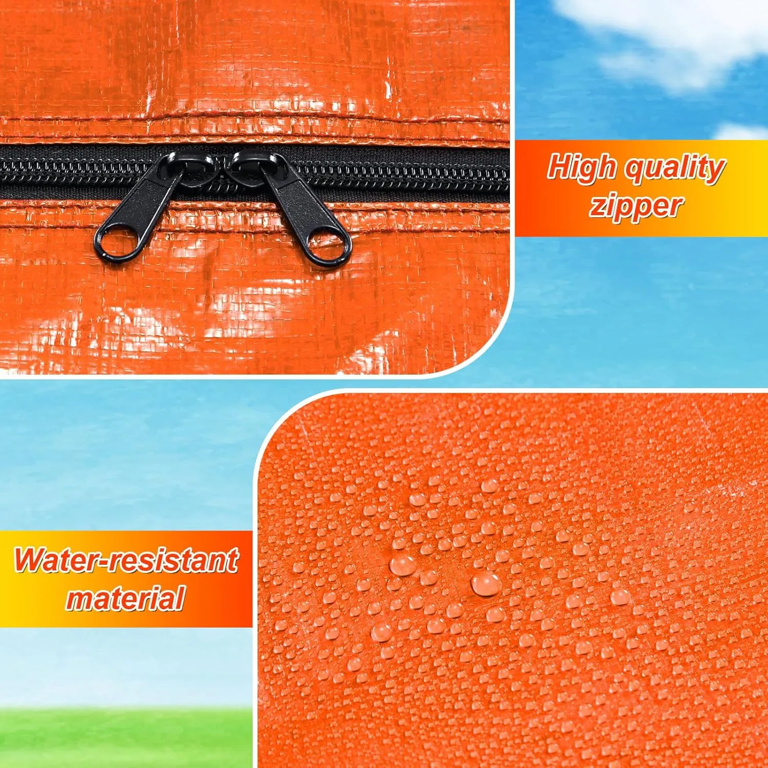2 Pcs 66 Gallon Large Storage Bags with Zipper and Handles Foldable Moving Bags Heavy Duty Extra Large Tote Duffle Bag for College Dorm Travel Clothes Blankets Bedding Moving(Orange)