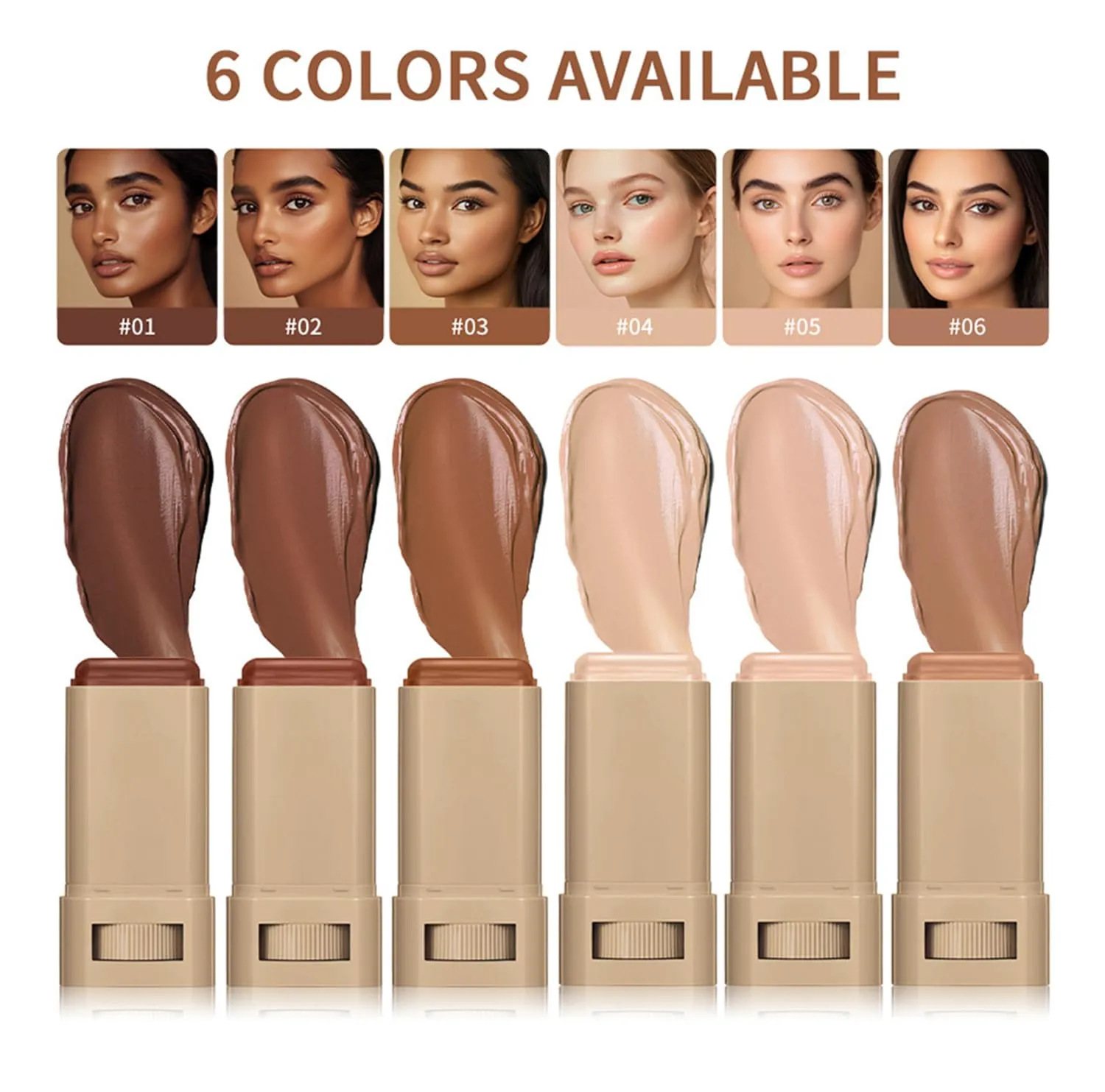 2 Pcs Foundation Stick Beauty Balm Serum Boosted Skin Tint Solid Tinted Moisturizing Serum Contour Stick Foundation for Women Natural Finish Makeup (#06, 0.63 OZ)