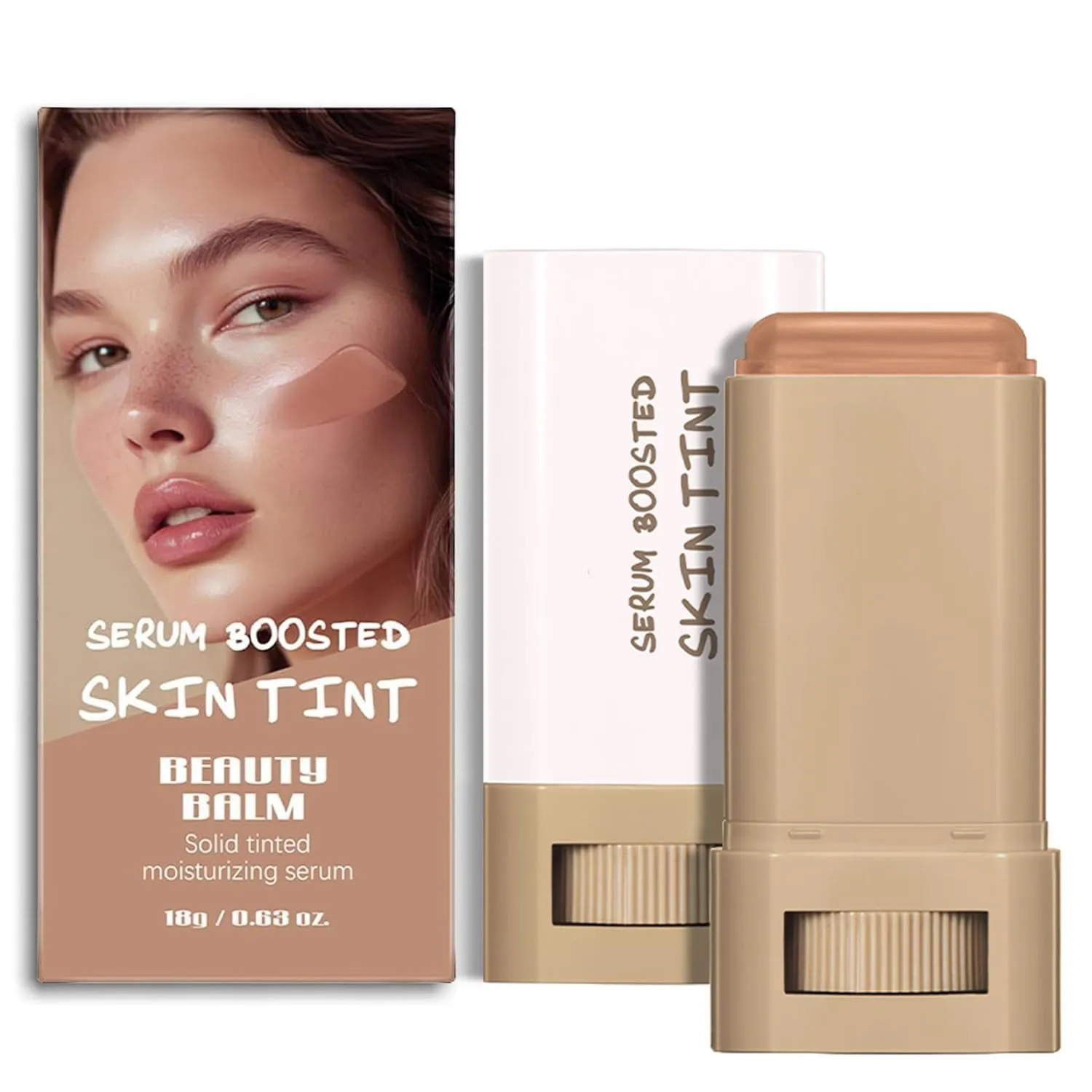 2 Pcs Foundation Stick Beauty Balm Serum Boosted Skin Tint Solid Tinted Moisturizing Serum Contour Stick Foundation for Women Natural Finish Makeup (#06, 0.63 OZ)