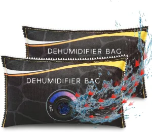 2 x 400g (1.8 lbs) Rechargeable Moisture Absorbers,Car Dehumidifier Bag,Microwave Fast Reactivated Large Desiccant Packs for Storage,Silica Gel Packets for Closet and Bathroom,Gun Safe Dehumidifier