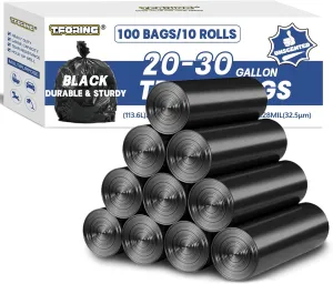 20-30 Gallon Trash Bags Black - 1.28 Mil Thick,30" x 35" Large Garbage Bags 100 Count，20  Gallon Heavy Duty Trash Can Liners Unscented for Kitchen Home Office Commercial Outdoor