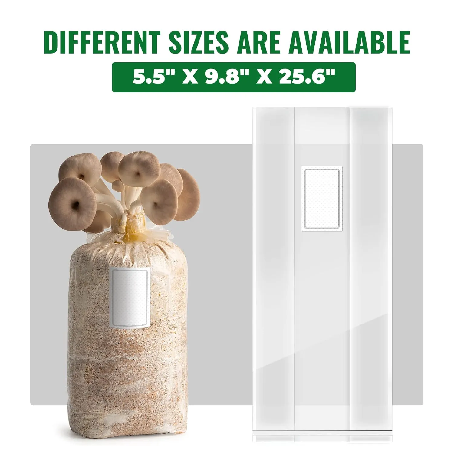 20 Packs 6 Mil Mushroom Grow Bags with Self Healing Injection Port, Thick Spawn Bags 5.5" X 9.8" X 25.6" with 0.2 Micron Filter Breathable Autoclavable Durable Tear-Resistant